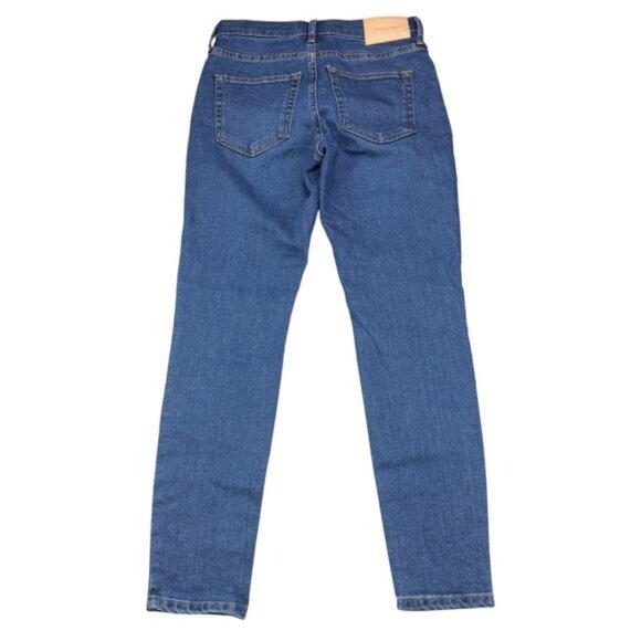 NWT EVERLANE The Authentic Stretch Mid-Rise Skinny In Dark Blue Size 25 Ankle - Picture 5 of 7